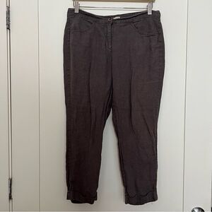 Eileen Fisher Pants Womens Size 6 Gray Ankle Organic Linen Pockets